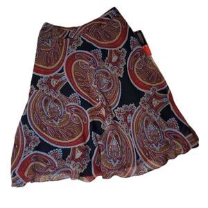 AK ANNE KLEIN Silk Paisley Flare Skirt